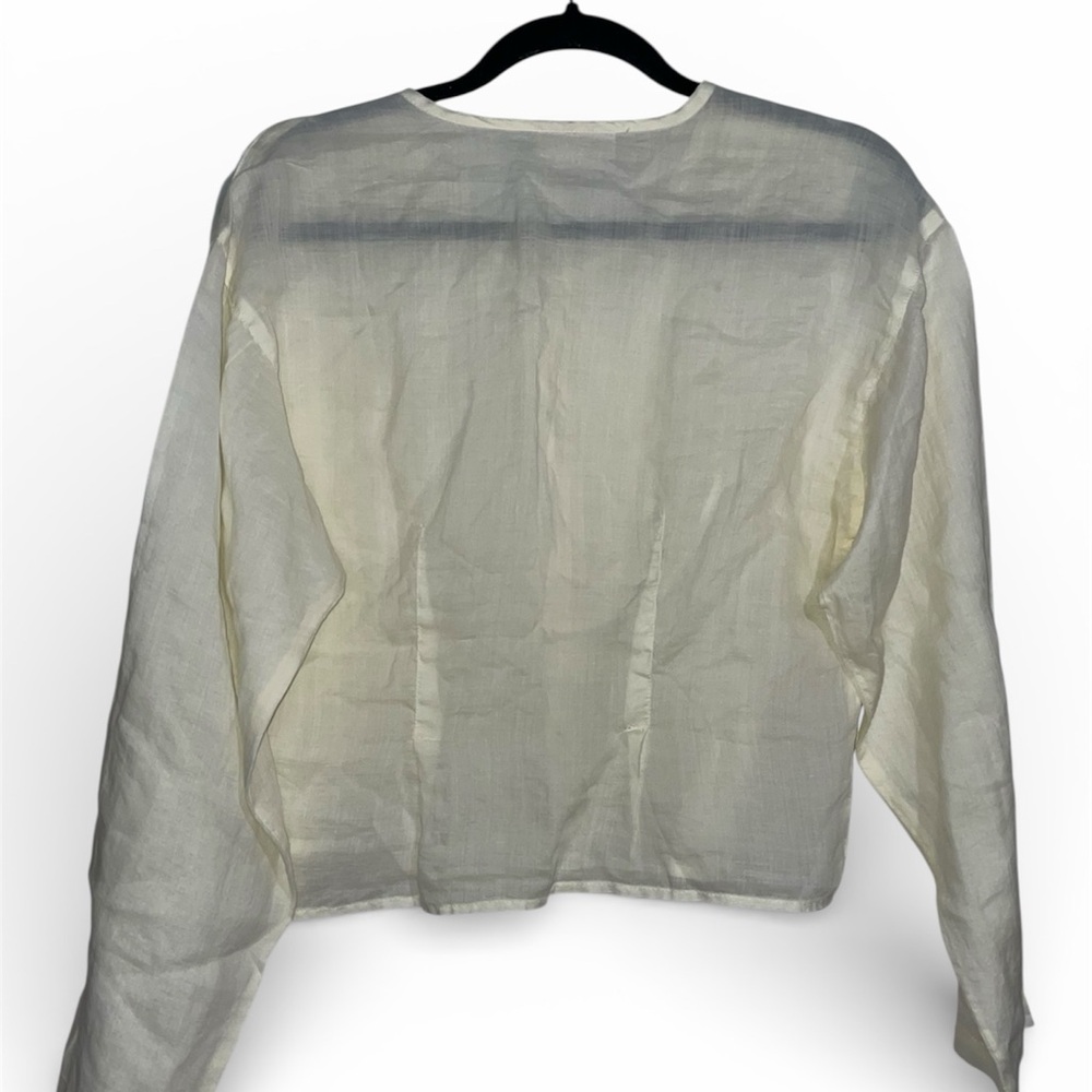 Women's Kleen Butter Yellow 100% Linen Made in USA Button Down Shirt - Picture 9 of 9